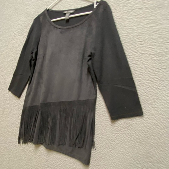 INC INTERNATIONAL CONCEPTS Shirt Women Large 3/4 Sleeve Fringed  Top - Picture 10 of 11